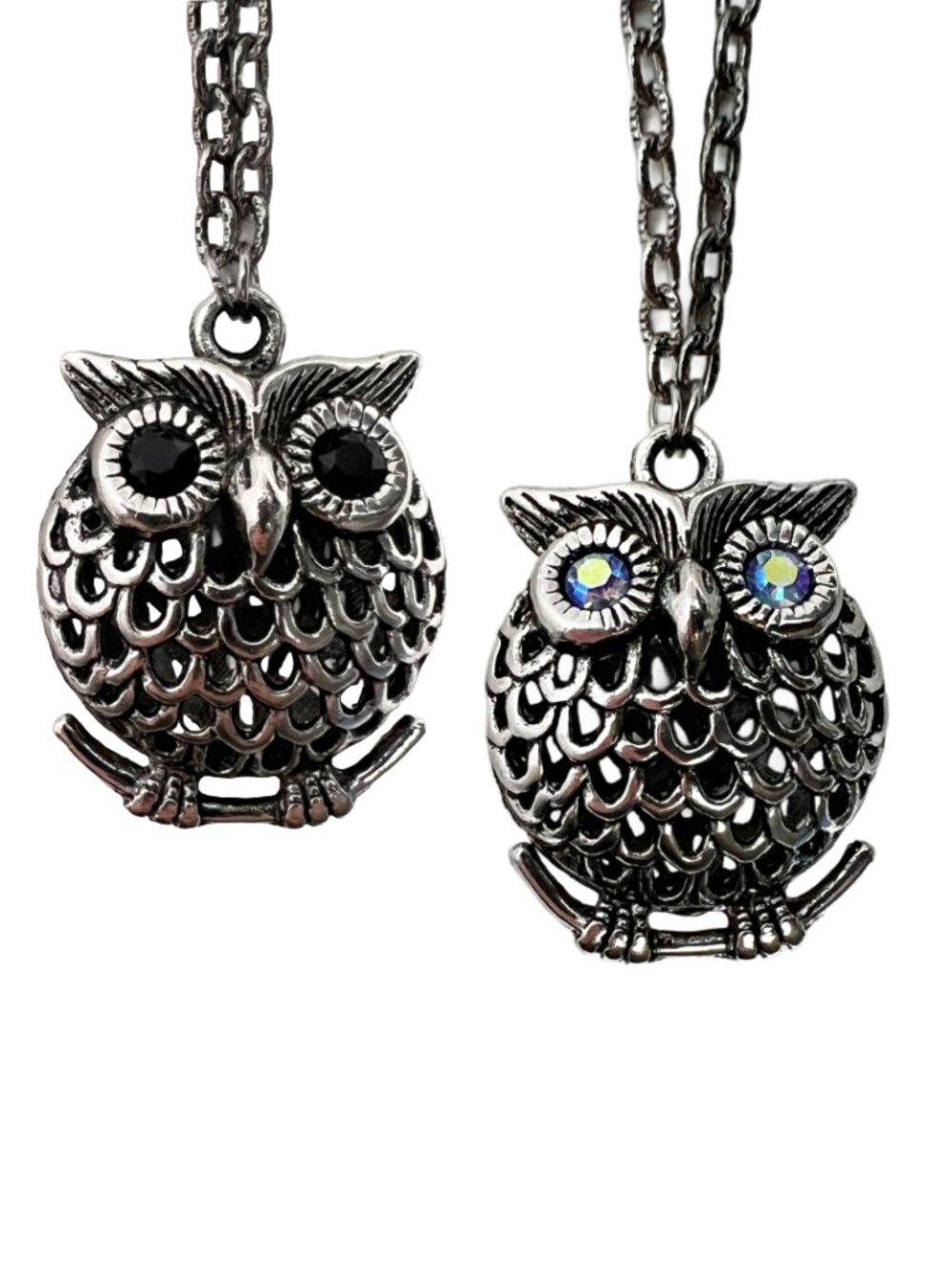Twin Owl Pendant Necklaces Silver Tone Owl Lover Sister or Friend Gift